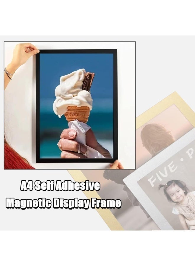 10Pack A4 Self Adhesive Magnetic Display Frame, Magnetic Paper Holder for License, Photos, Documents (Black) - Image 2